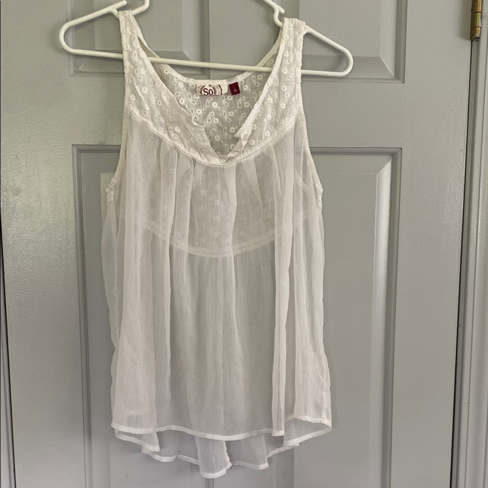 SO Sheer White Sleeveless Top